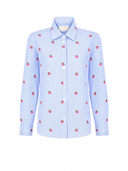 Camicia Meredith in chambray di cotone con ricamo fragole Mc2 Saint Barth | MDH00100693L